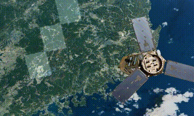 高分辨率遥感卫星正在进行卫星影像数据的拍摄