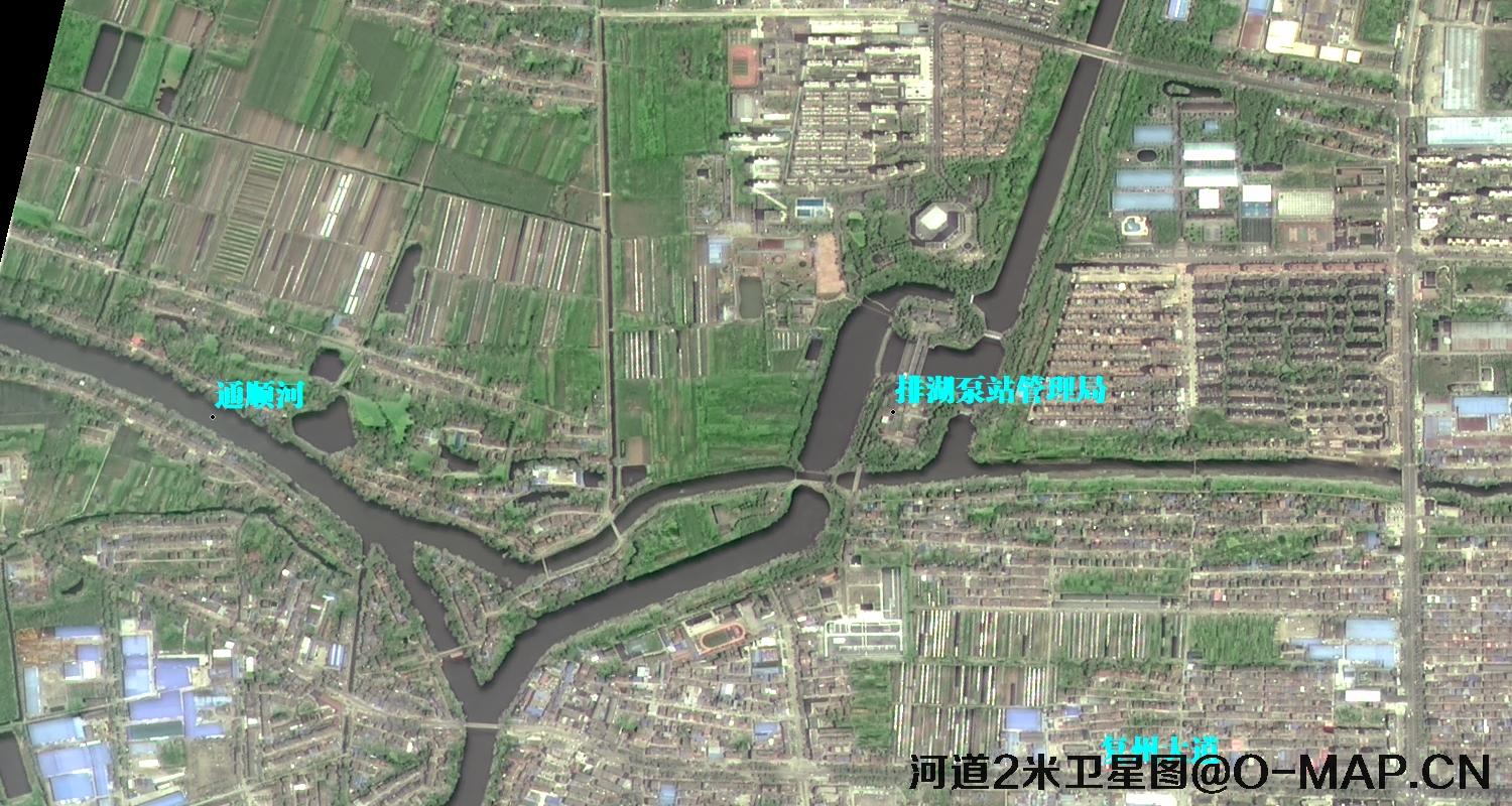 2米分辨率高分一号卫星图拍摄仙桃市河道