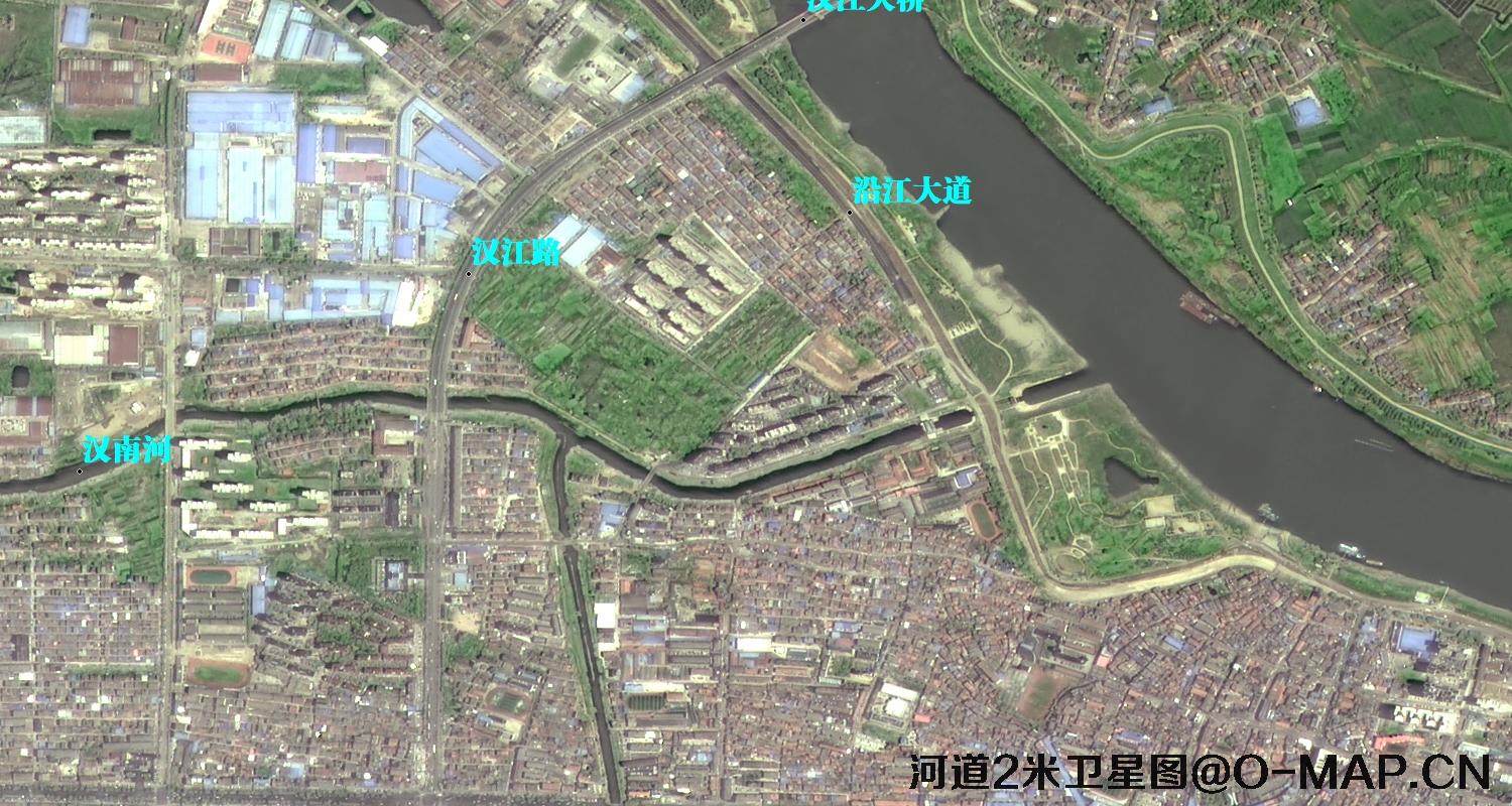 2米分辨率高分一号卫星图拍摄仙桃市河道