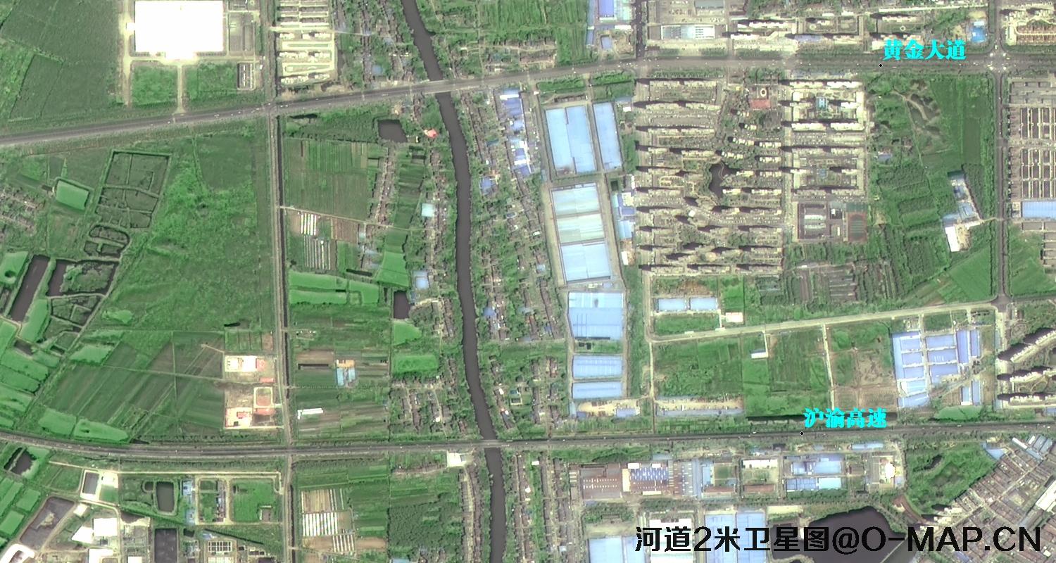 2米分辨率高分一号卫星图拍摄仙桃市河道