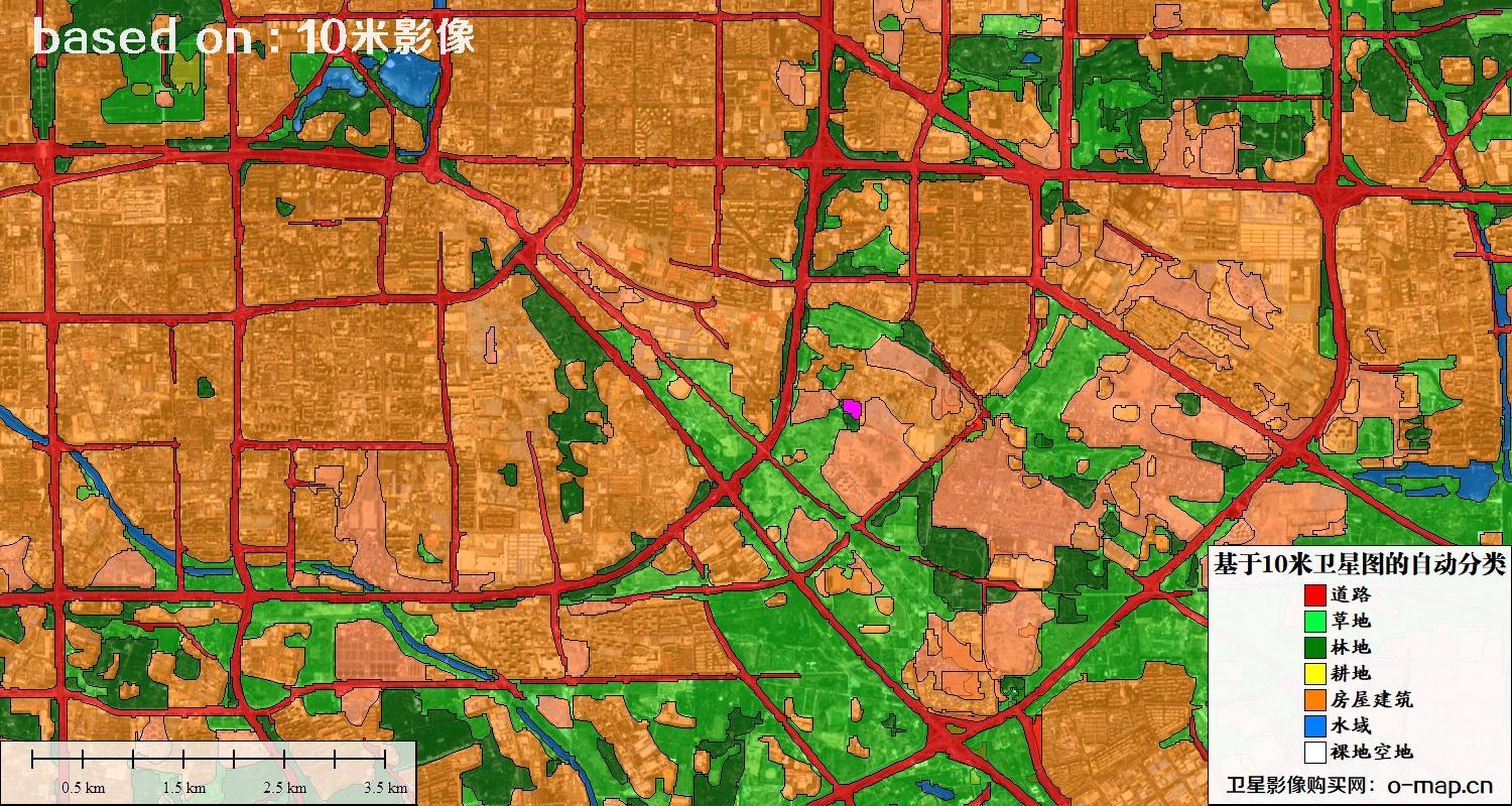 基于2023年最新北京市10米分辨率影像图的自动生成的土地利用分类图