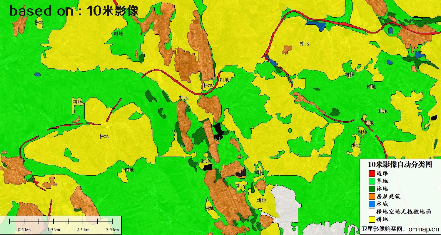 基于南宁市2023年10米卫星影像图的土地利用现状自动分类图