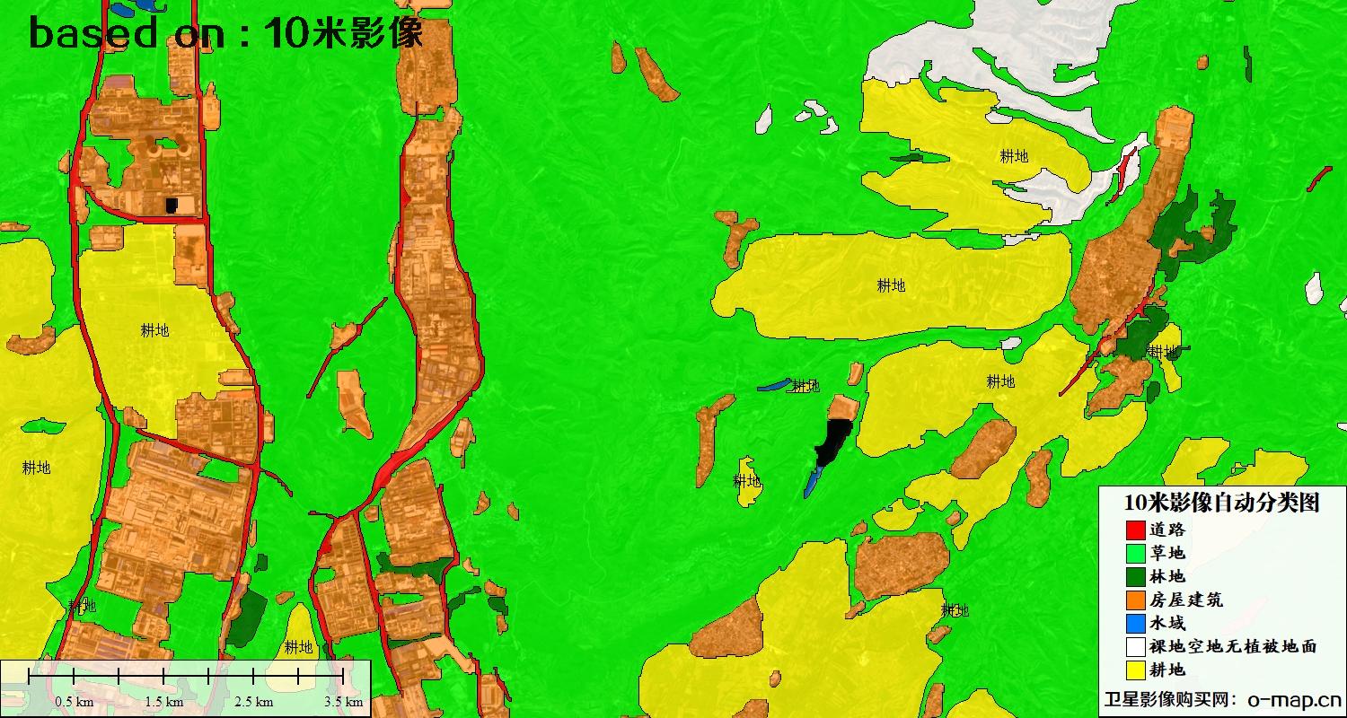 基于南宁市2023年10米卫星影像图的土地利用现状自动分类图