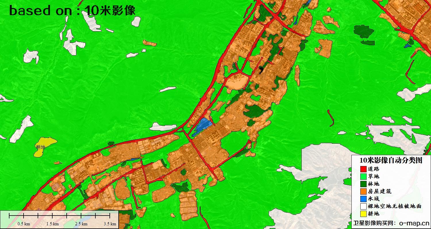 基于南宁市2023年10米卫星影像图的土地利用现状自动分类图