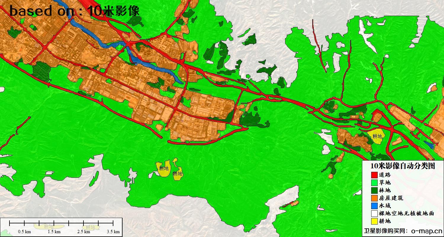 基于南宁市2023年10米卫星影像图的土地利用现状自动分类图