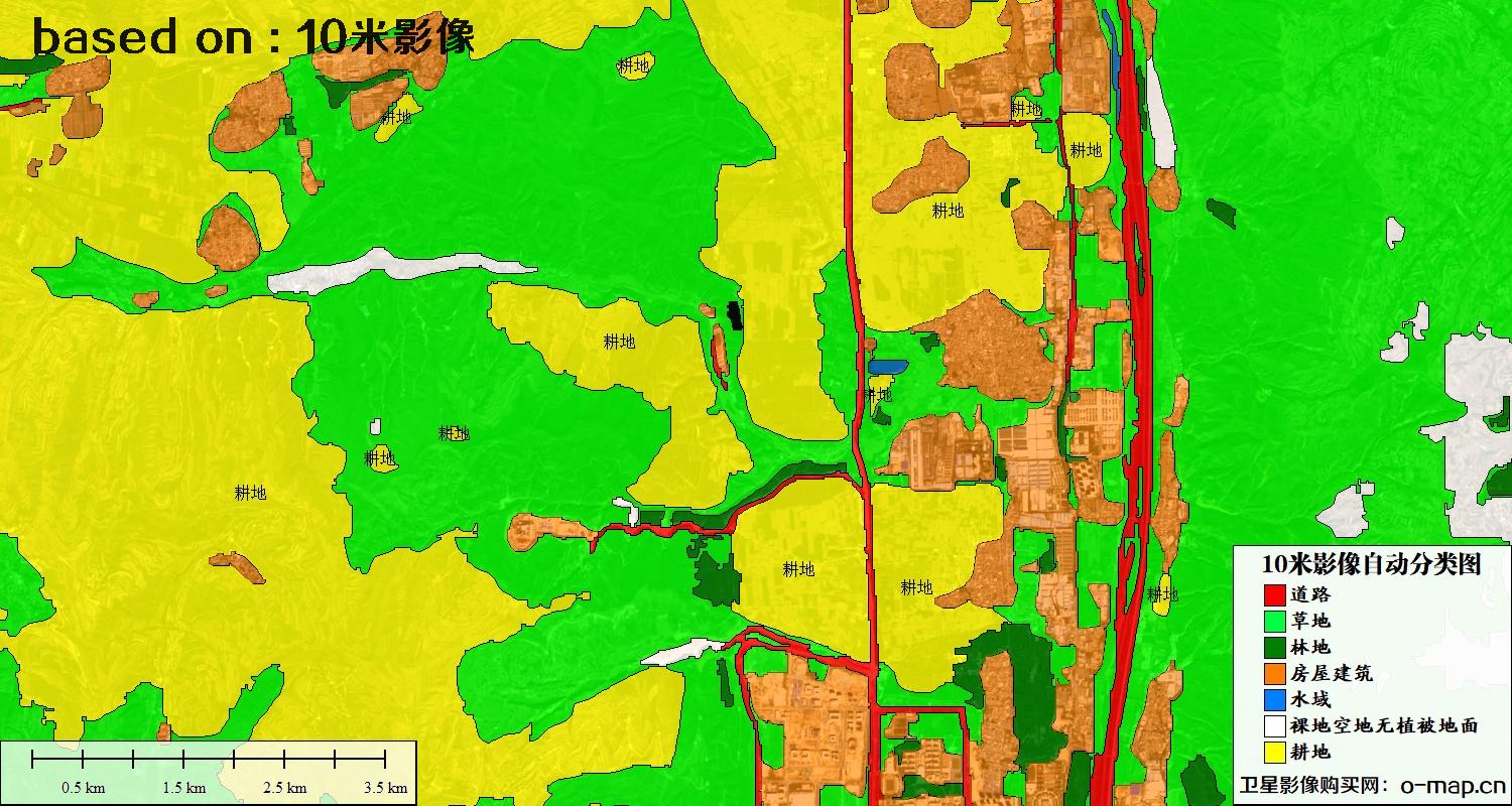 基于南宁市2023年10米卫星影像图的土地利用现状自动分类图