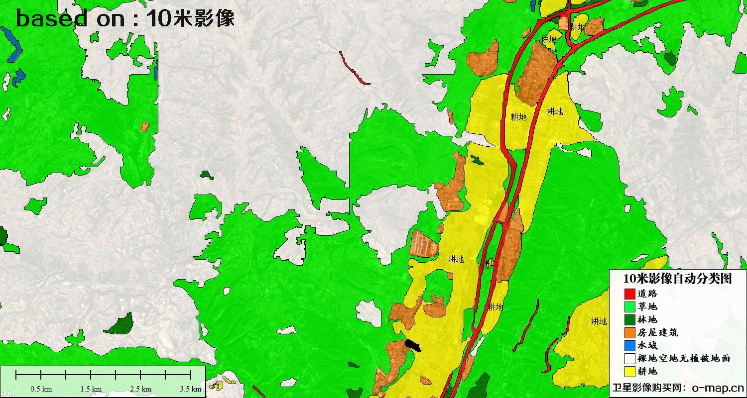 基于南宁市2023年10米卫星影像图的土地利用现状自动分类图