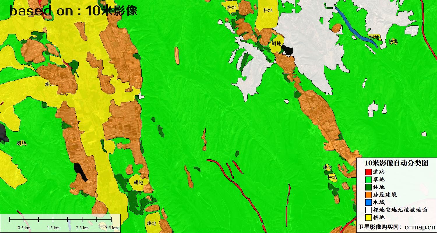 基于南宁市2023年10米卫星影像图的土地利用现状自动分类图