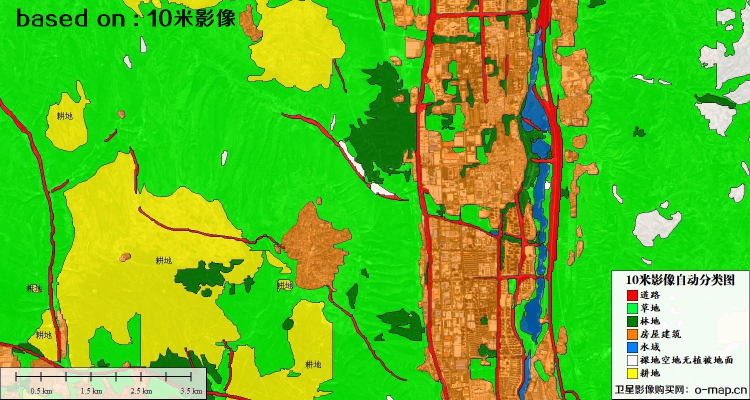 基于南宁市2023年10米卫星影像图的土地利用现状自动分类图