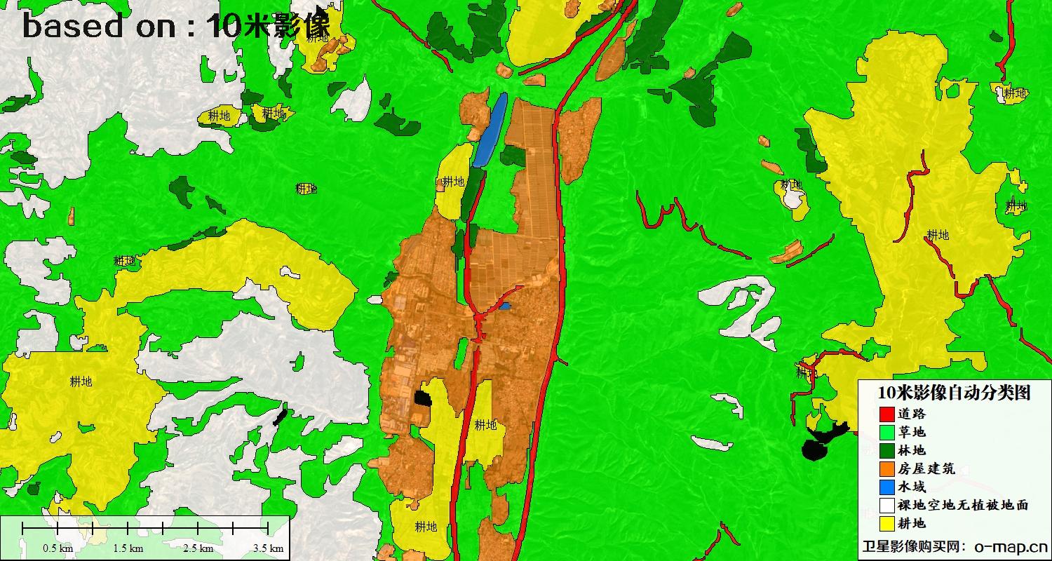 基于南宁市2023年10米卫星影像图的土地利用现状自动分类图