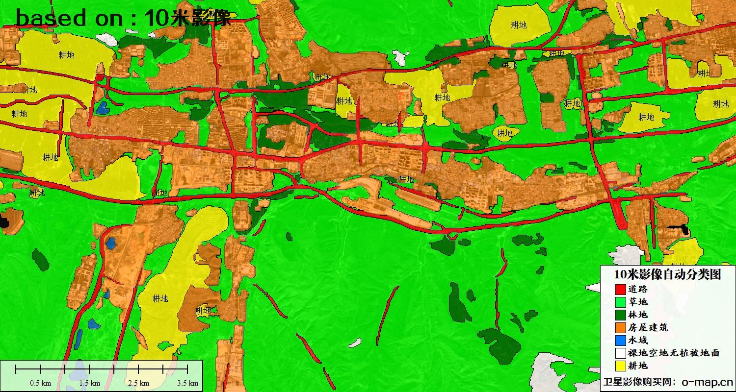 基于南宁市2023年10米卫星影像图的土地利用现状自动分类图