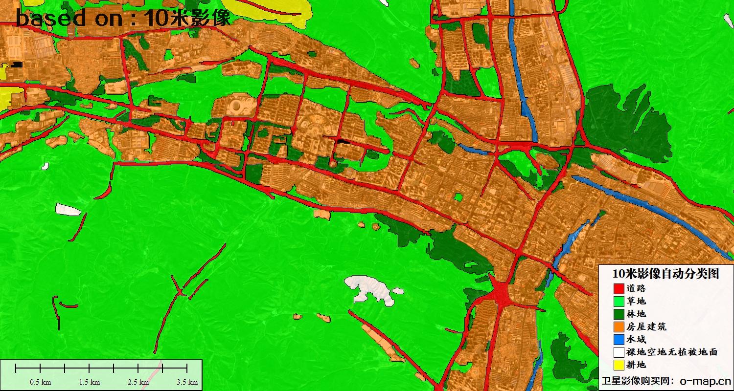 基于南宁市2023年10米卫星影像图的土地利用现状自动分类图