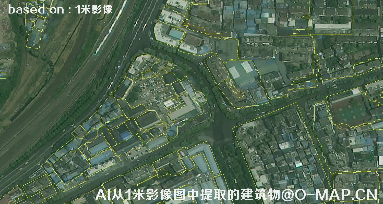 AI根据绵阳市1米卫星图提取的建筑物矢量图斑