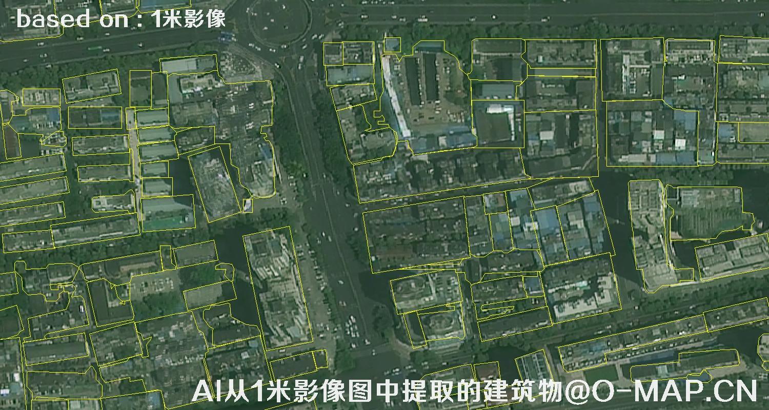 AI根据绵阳市1米卫星图提取的建筑物矢量图斑