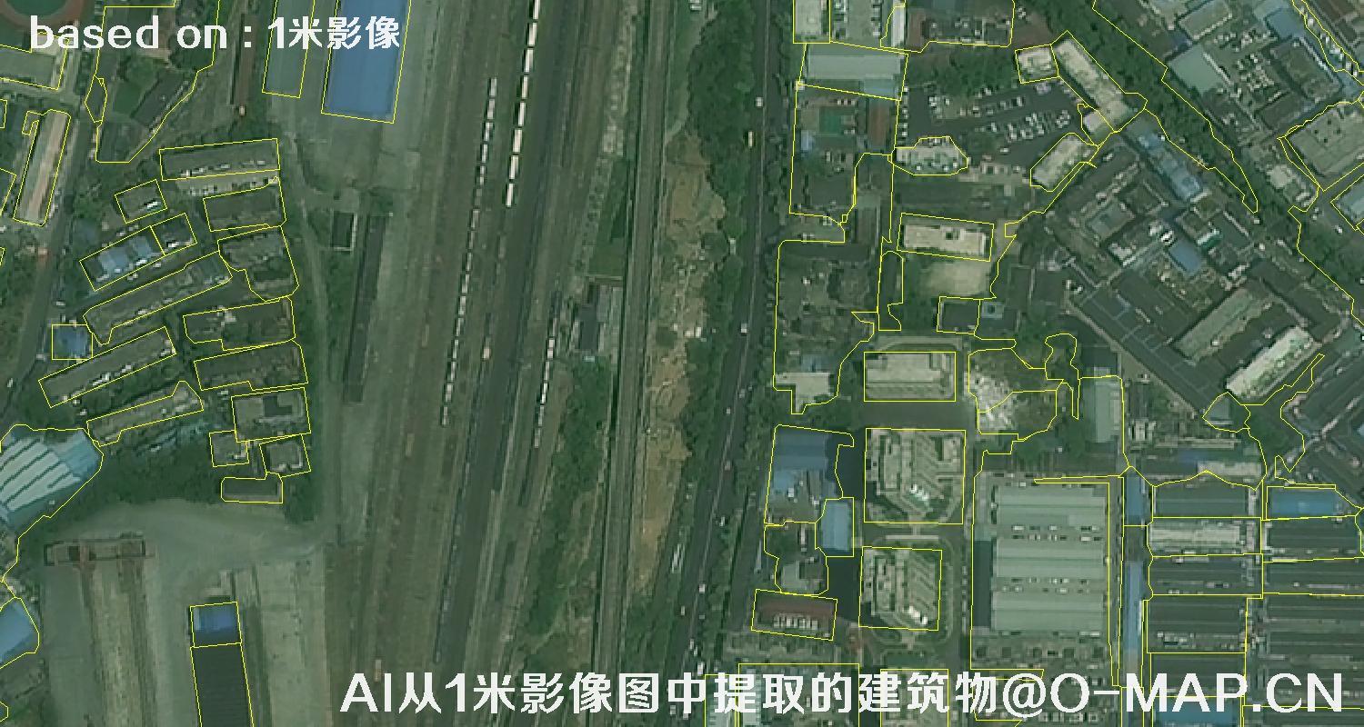 AI根据绵阳市1米卫星图提取的建筑物矢量图斑