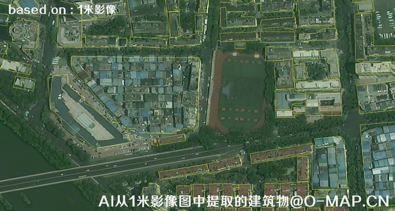 AI根据绵阳市1米卫星图提取的建筑物矢量图斑