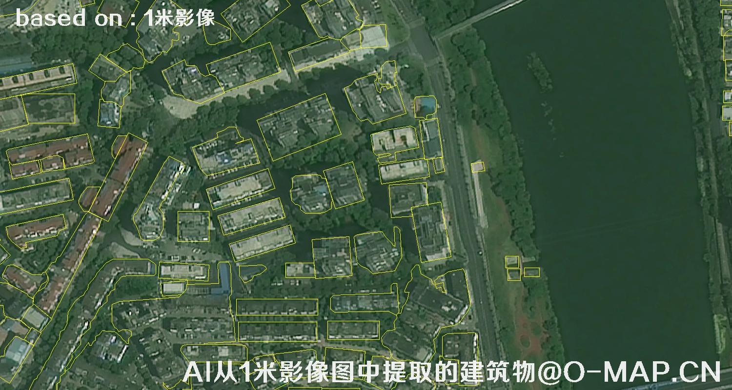 AI根据绵阳市1米卫星图提取的建筑物矢量图斑