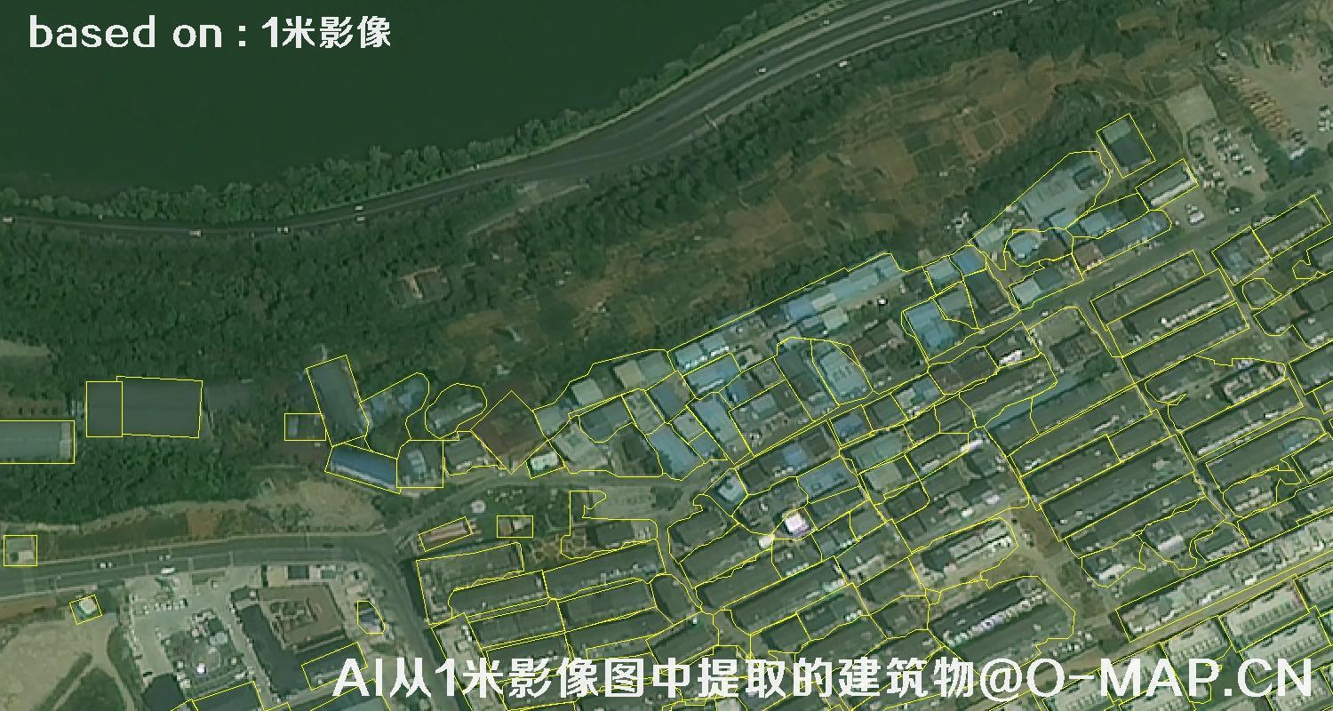 AI根据绵阳市1米卫星图提取的建筑物矢量图斑