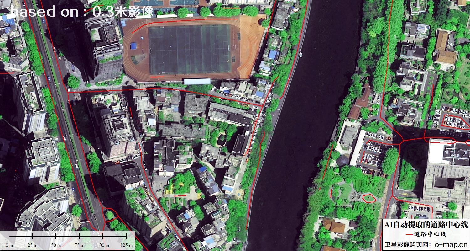 基于0.3米卫星影像自动提取的道路中心线