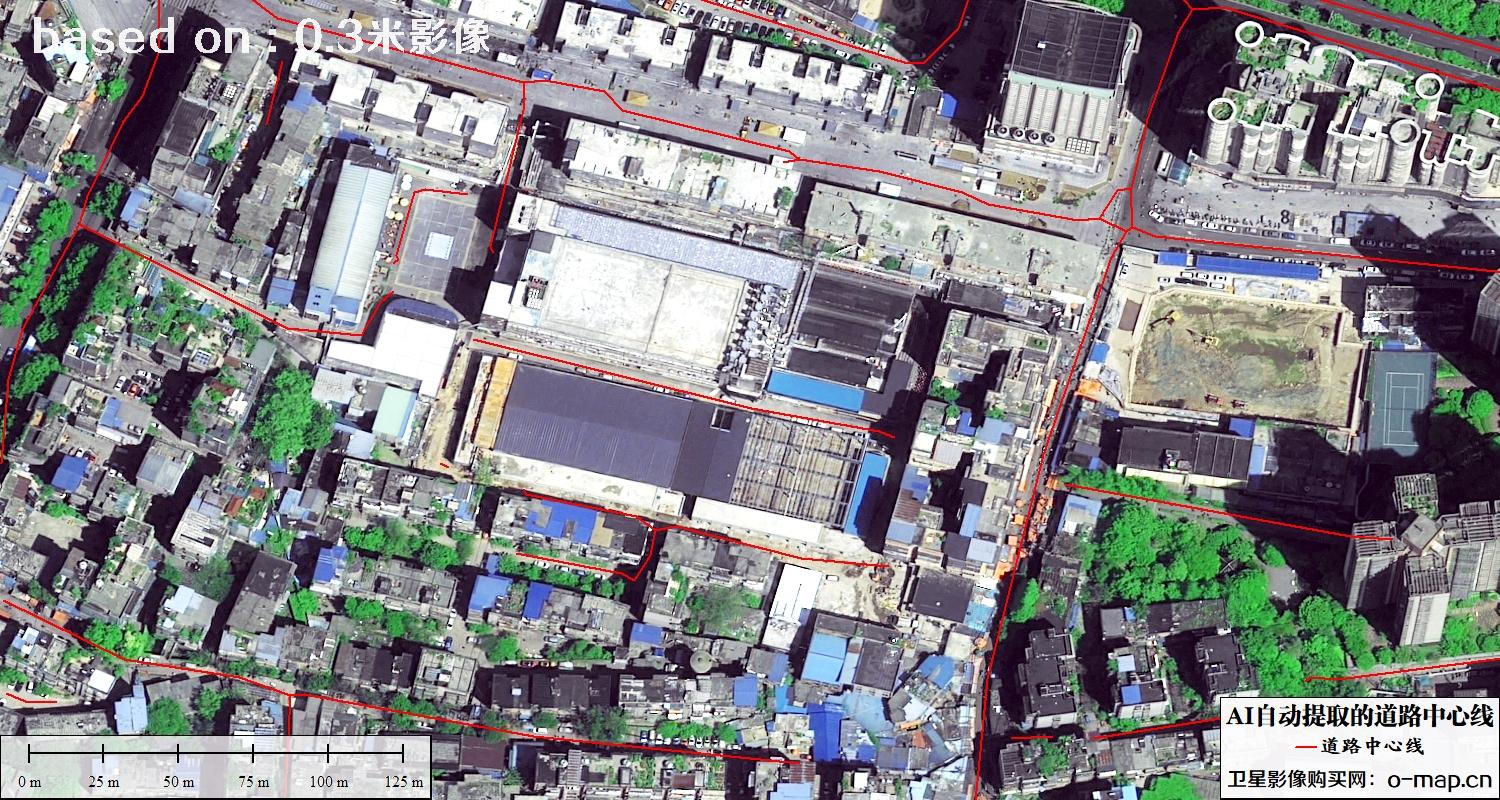 基于0.3米卫星影像自动提取的道路中心线