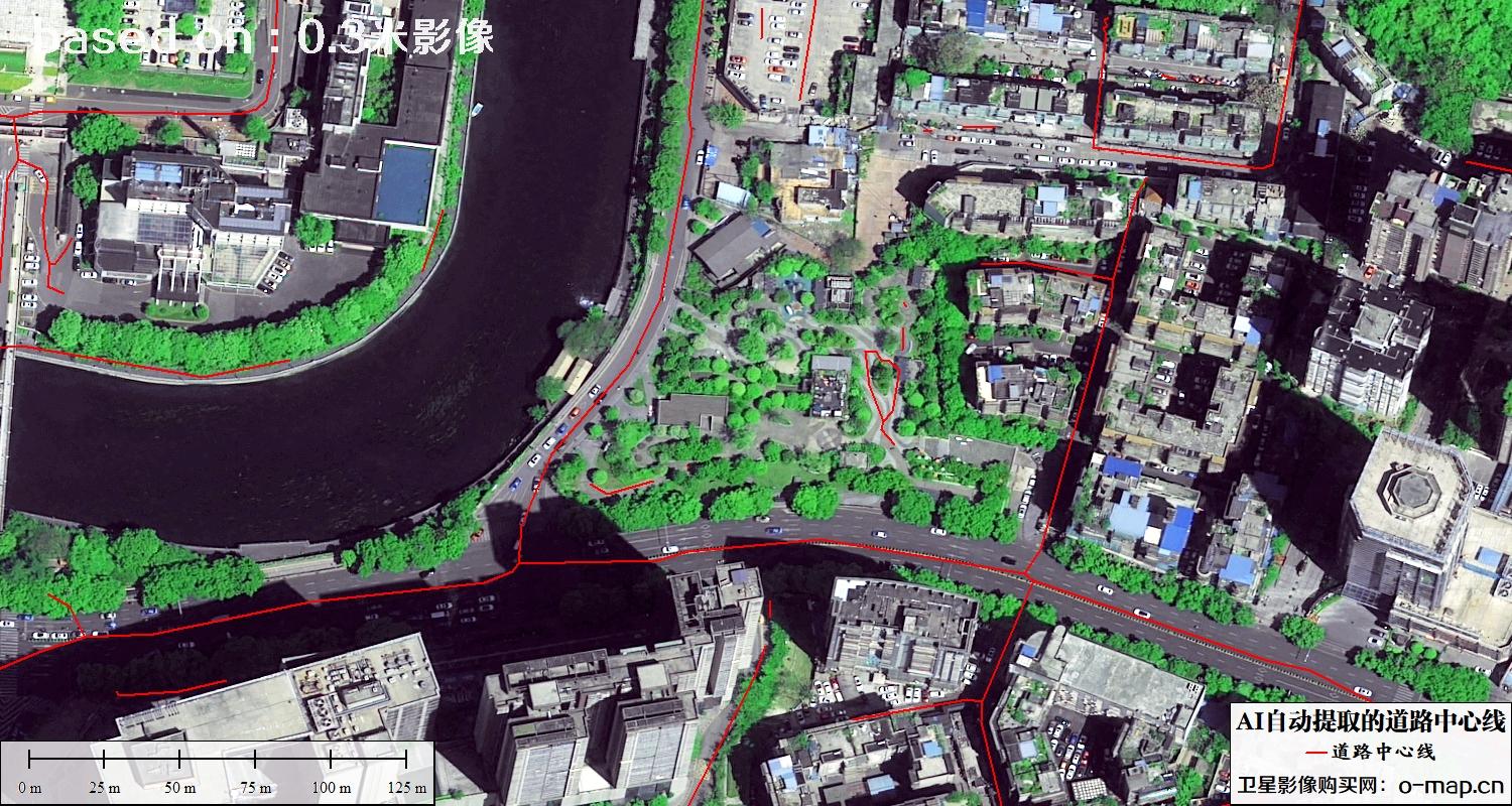 基于0.3米卫星影像自动提取的道路中心线