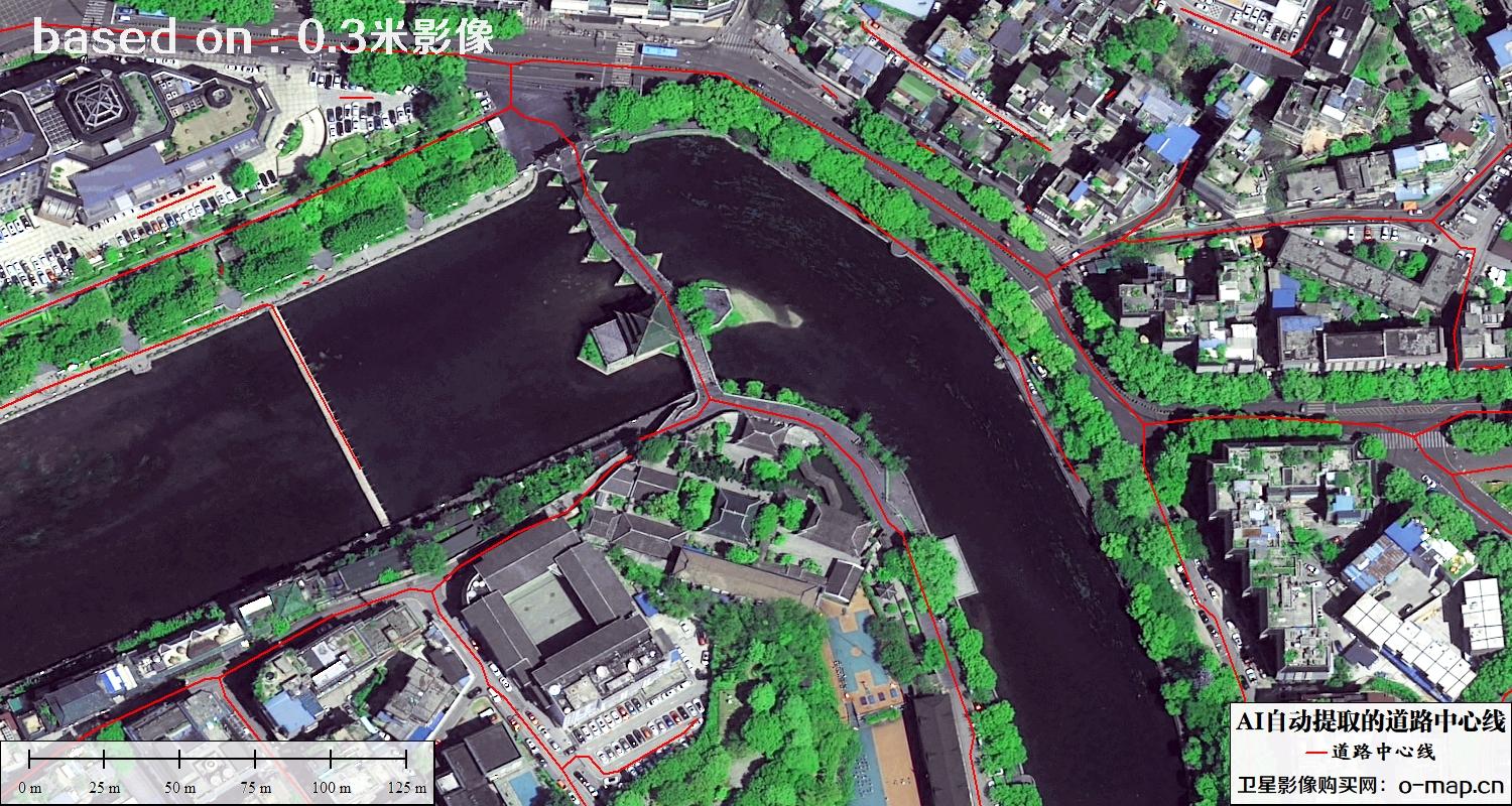 基于0.3米卫星影像自动提取的道路中心线