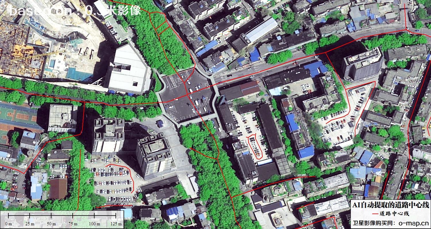 基于0.3米卫星影像自动提取的道路中心线