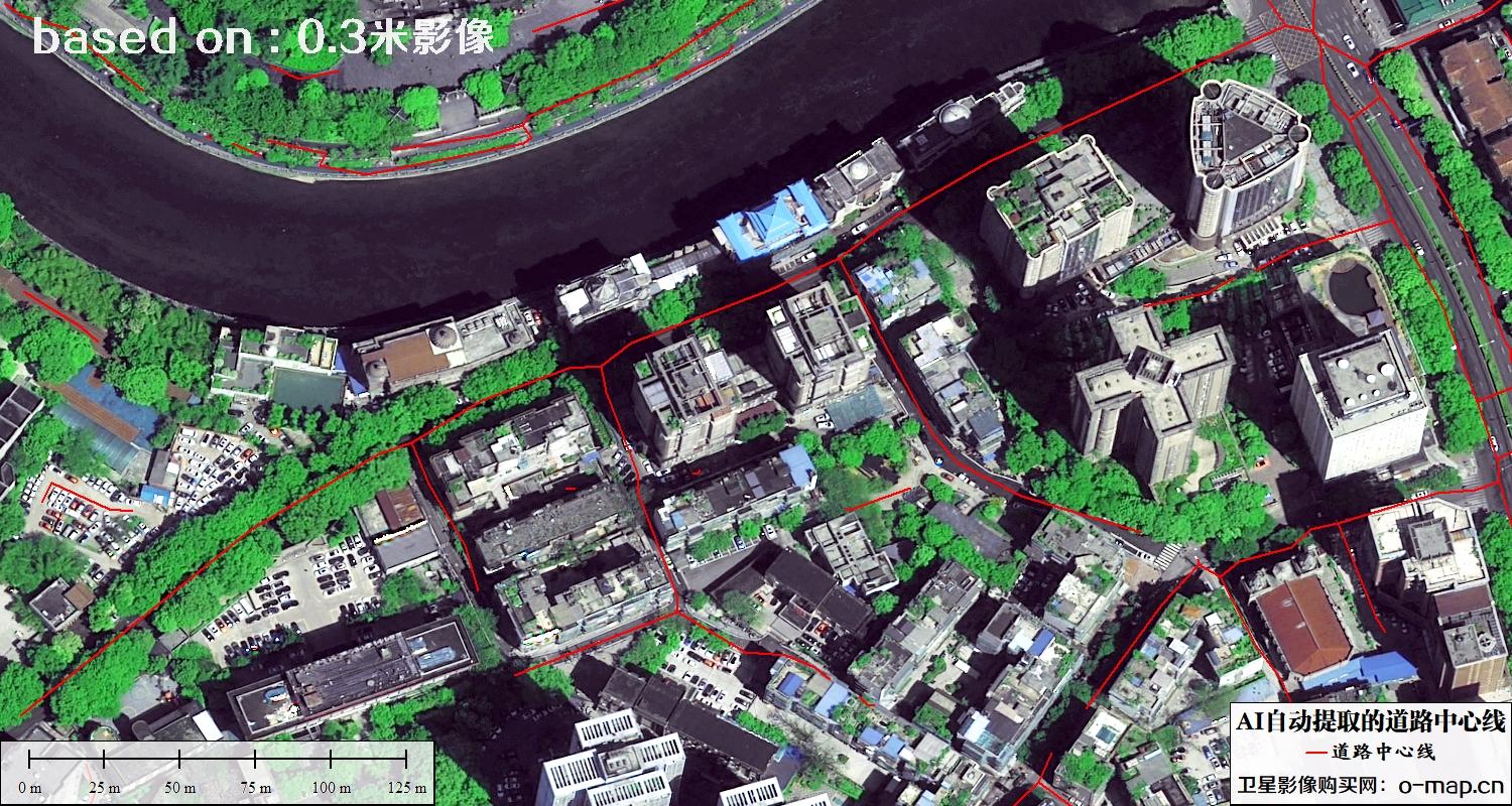 基于0.3米卫星影像自动提取的道路中心线