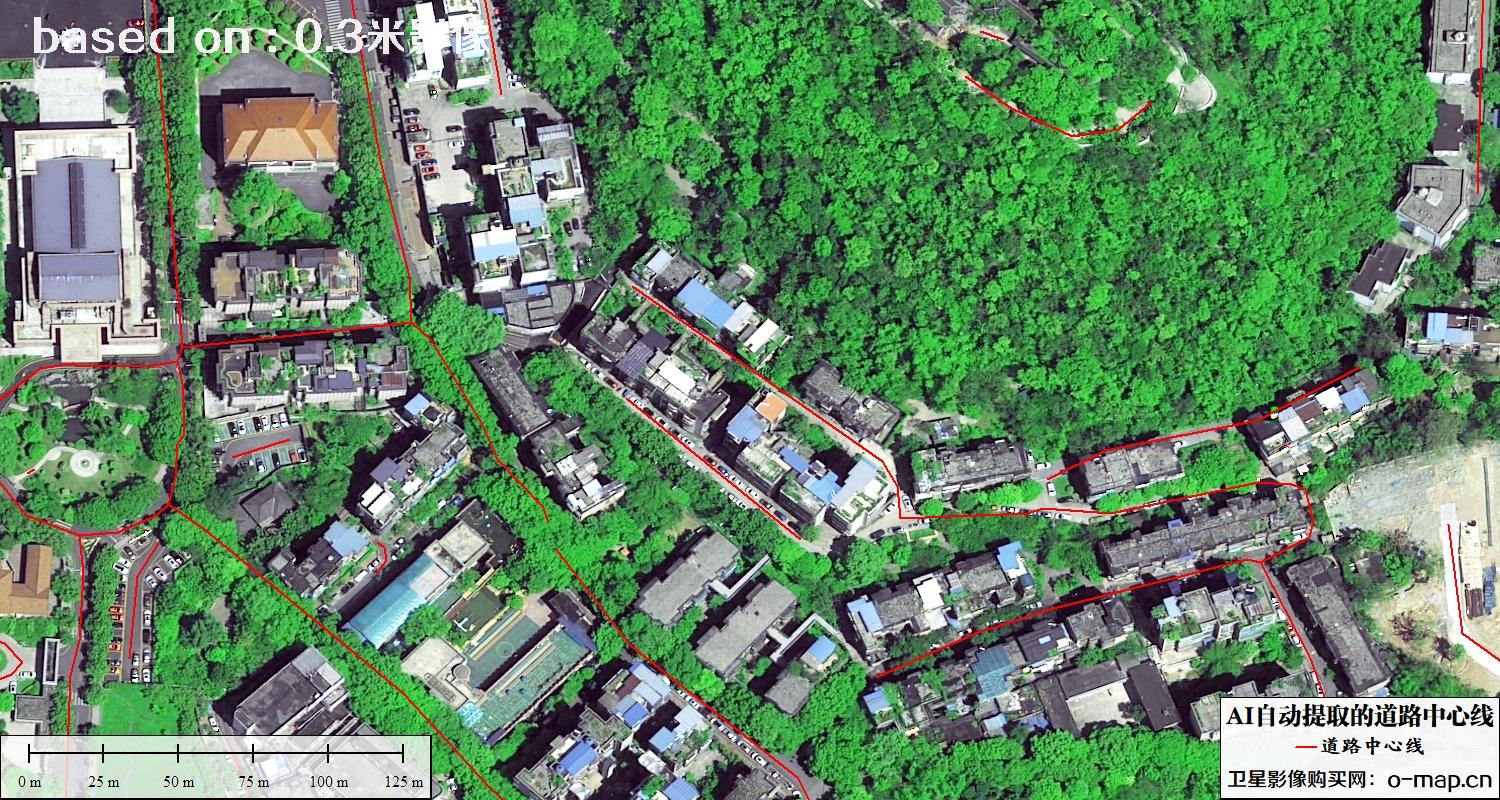 基于0.3米卫星影像自动提取的道路中心线