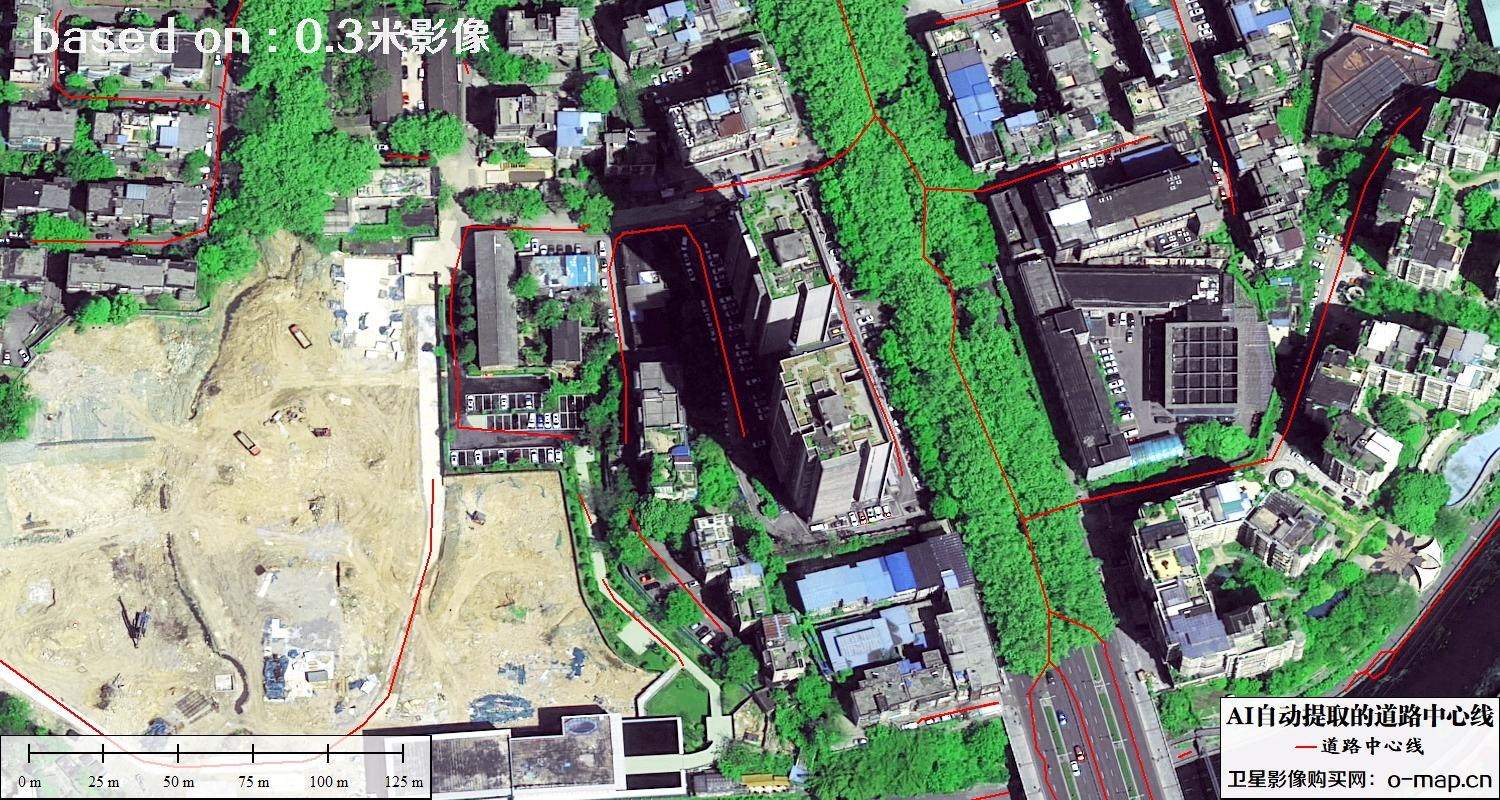 基于0.3米卫星影像自动提取的道路中心线