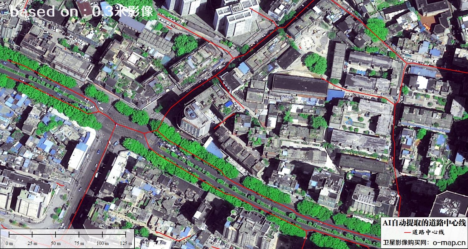 基于0.3米卫星影像自动提取的道路中心线