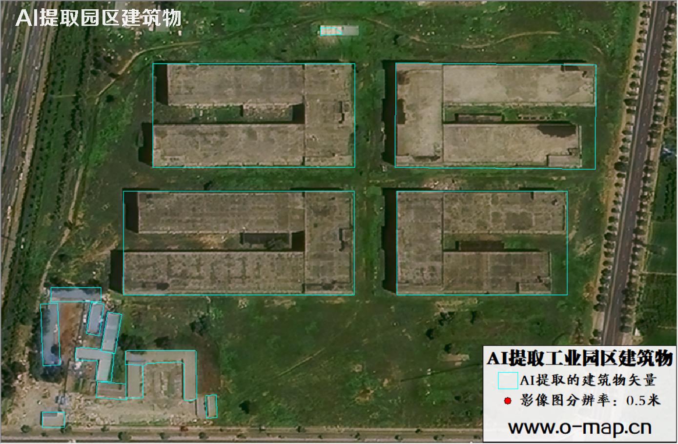 AI技术用于园区卫星影像中提取大型厂房建筑物矢量