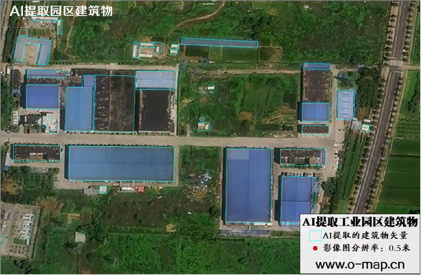 AI技术用于园区卫星影像中提取大型厂房建筑物矢量