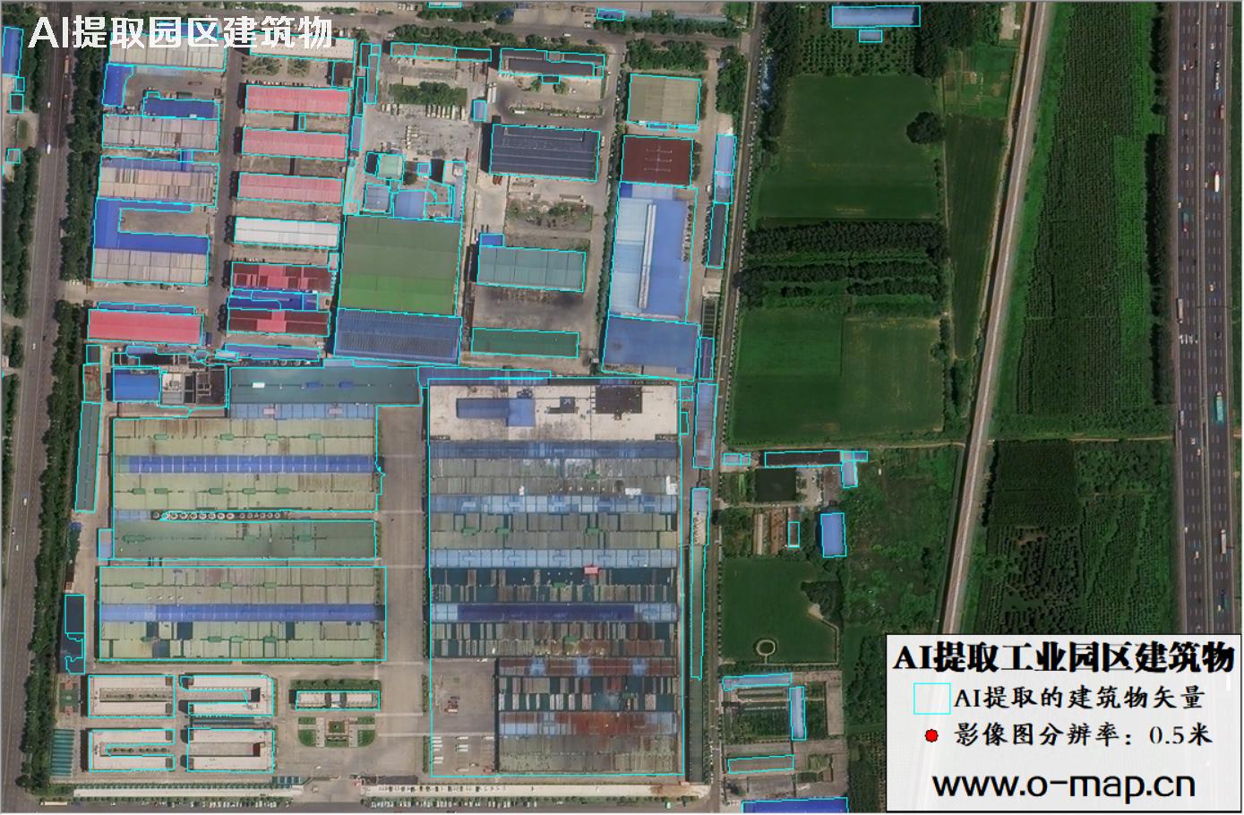 AI技术用于园区卫星影像中提取大型厂房建筑物矢量