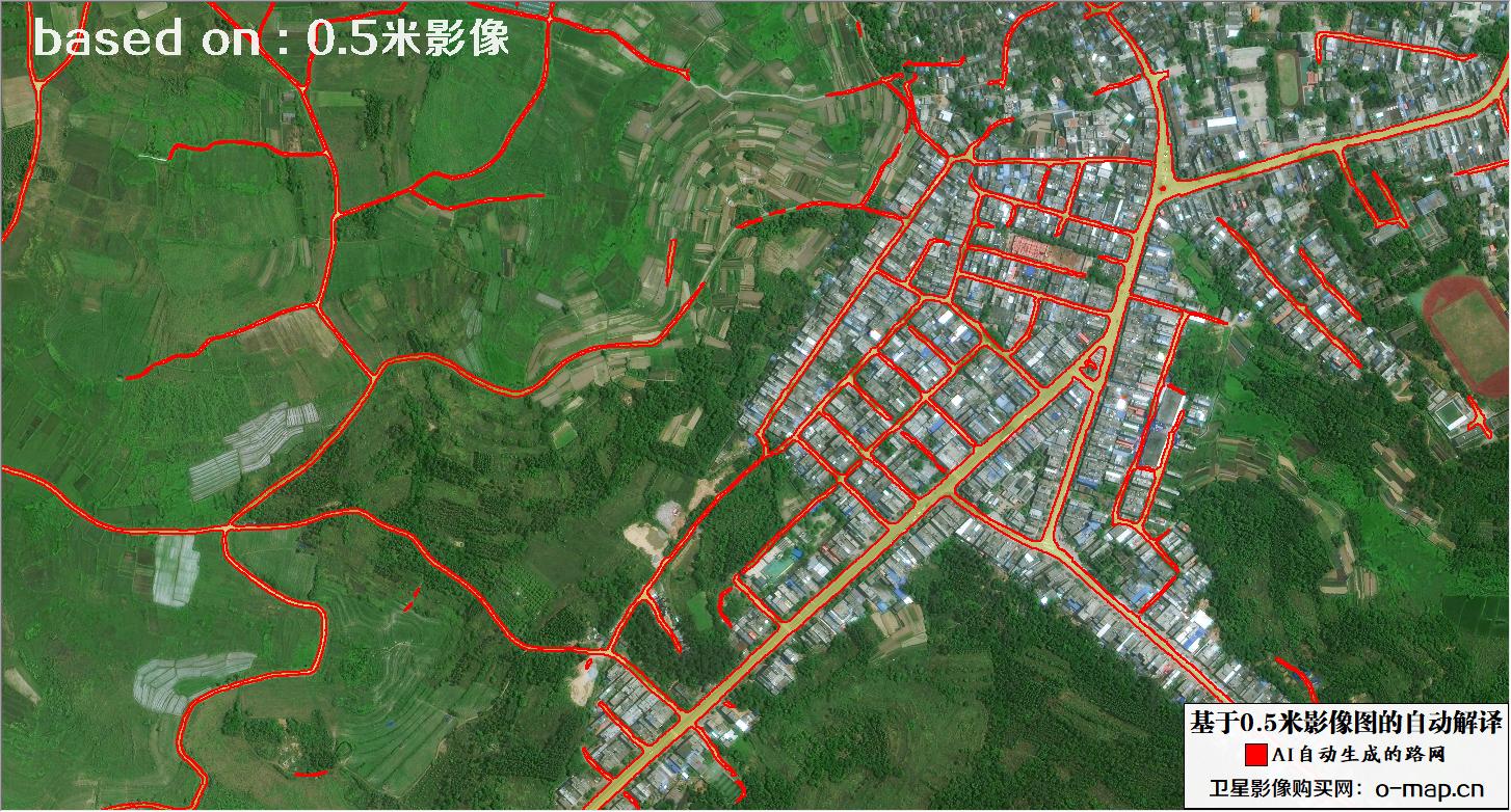 基于0.5米分辨率遥感影像数据AI自动识别和生成的路网