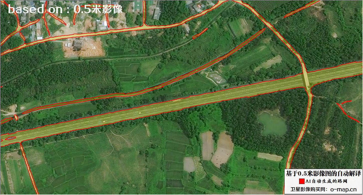 基于0.5米分辨率遥感影像数据AI自动识别和生成的路网