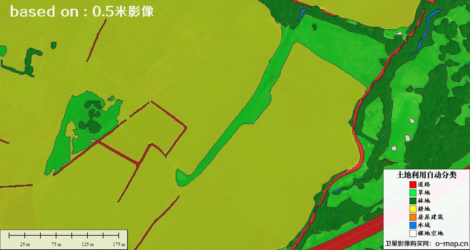 基于0.5米分辨率卫星图自动解译的土地利用分类图