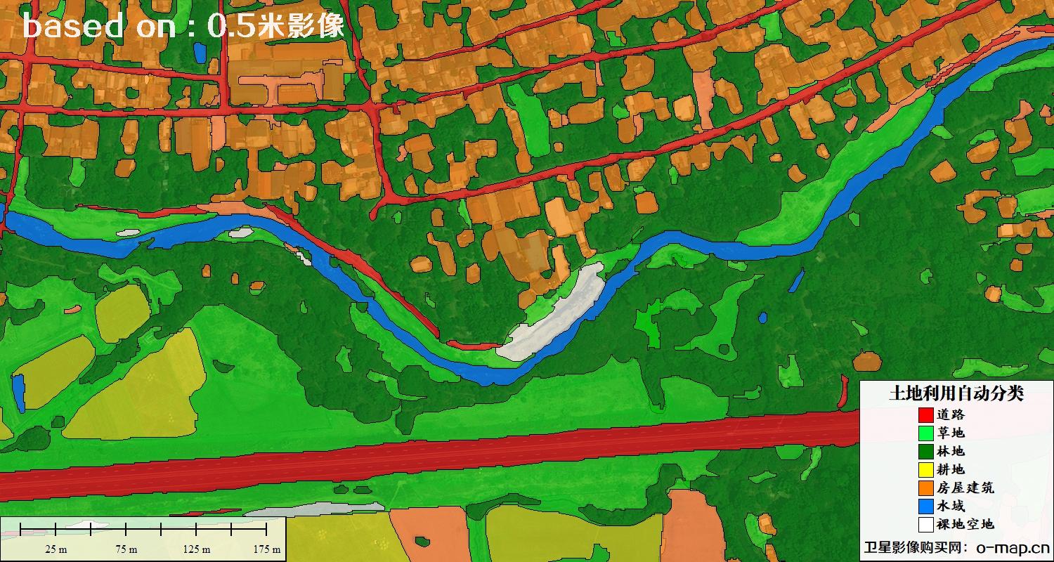 基于0.5米分辨率卫星图自动解译的土地利用分类图