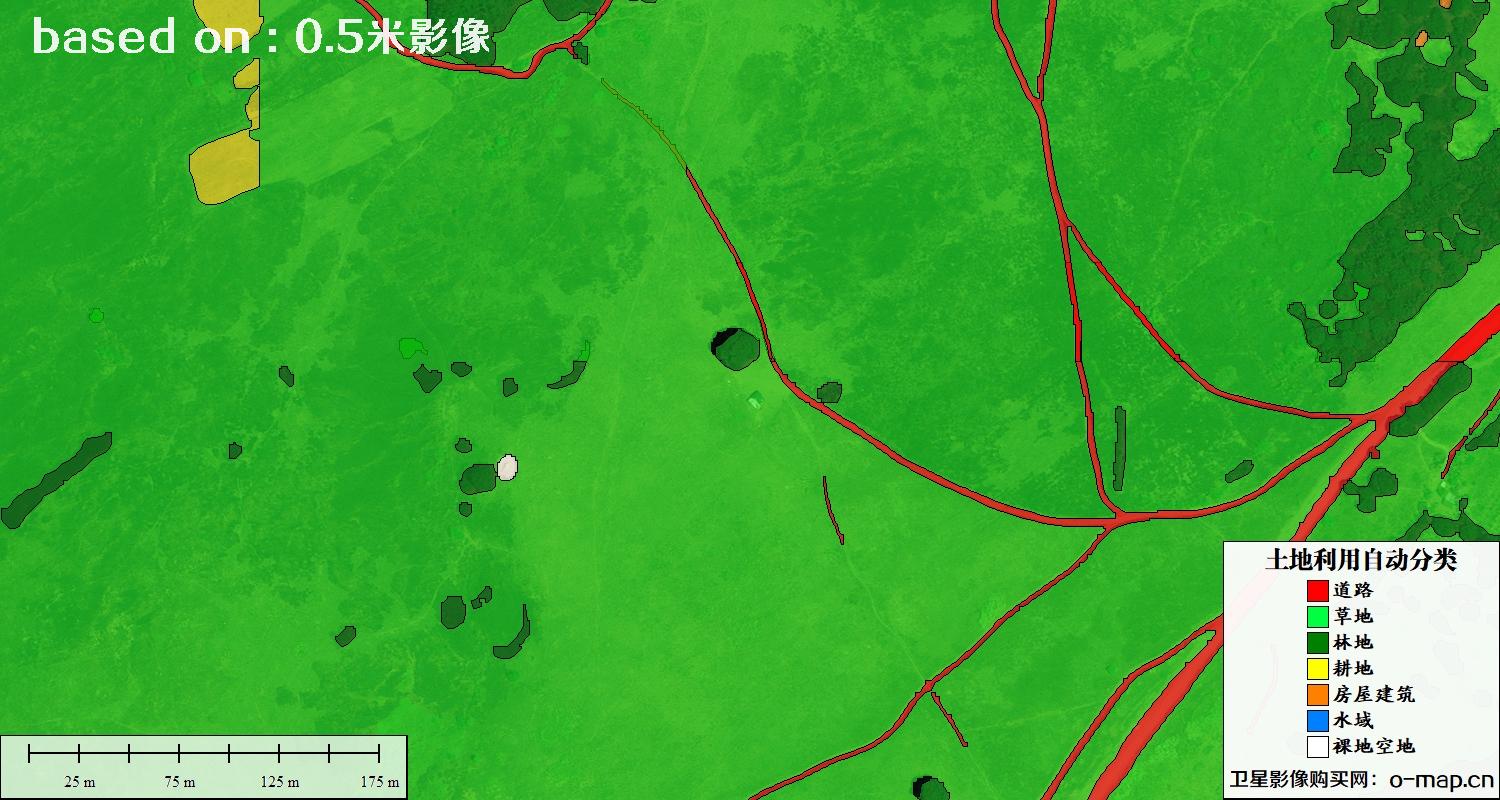 基于0.5米分辨率卫星图自动解译的土地利用分类图