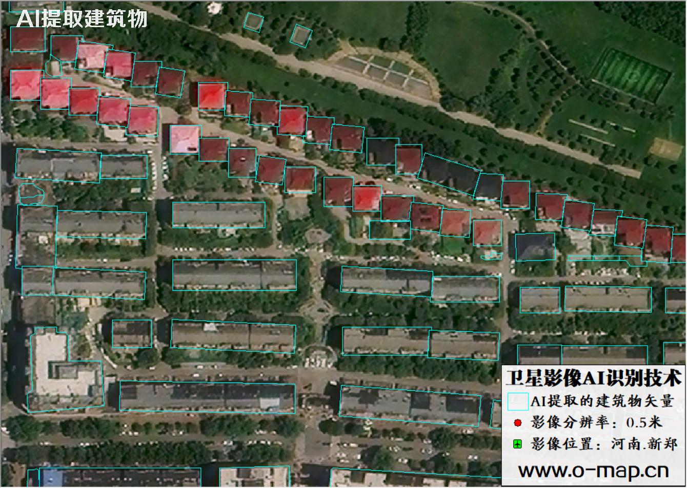 AI自动提取0.5米卫星影像图中的建筑物矢量