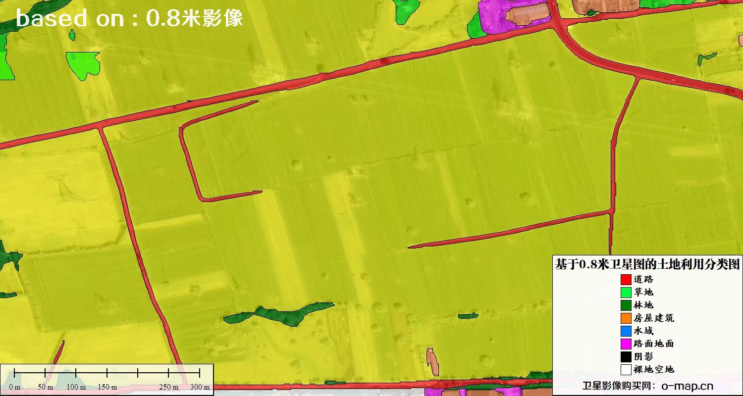 基于0.8米GF2卫星影像数据自动提取的土地利用分类图