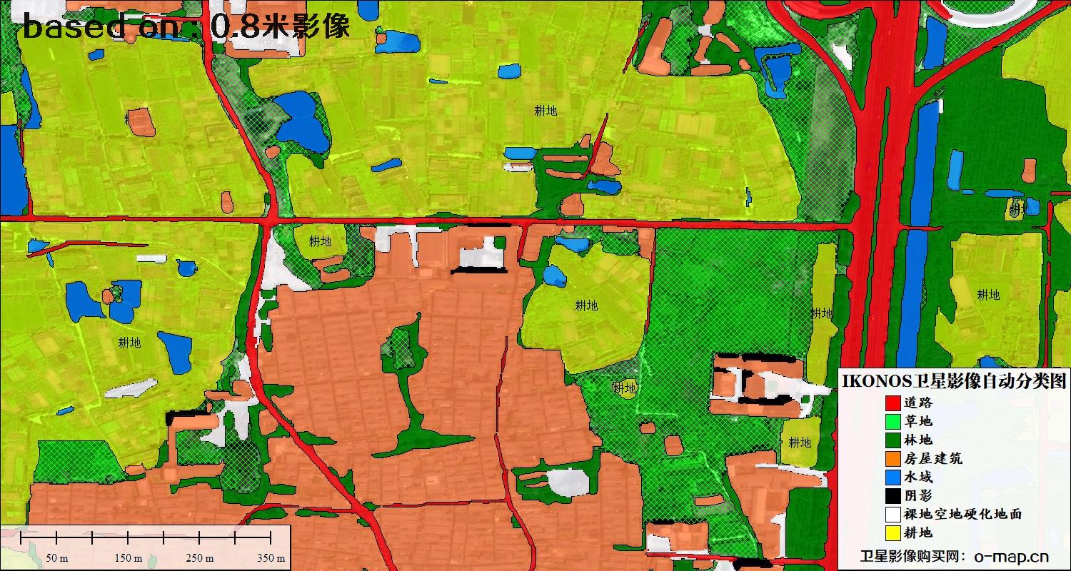 天津市0.8米IKONOS卫星影像自动分类图