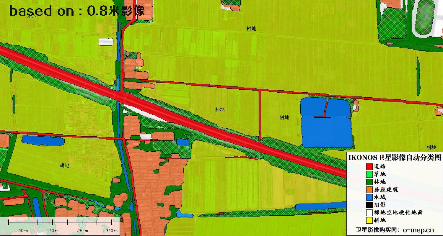 天津市0.8米IKONOS卫星影像自动分类图