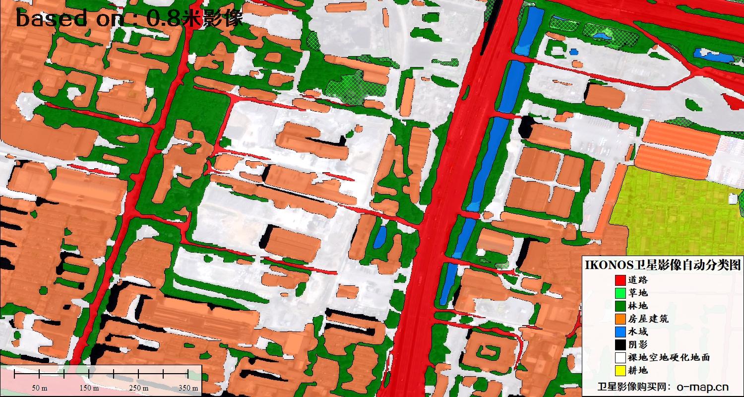 天津市0.8米IKONOS卫星影像自动分类图