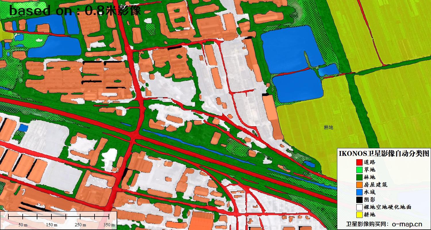 天津市0.8米IKONOS卫星影像自动分类图