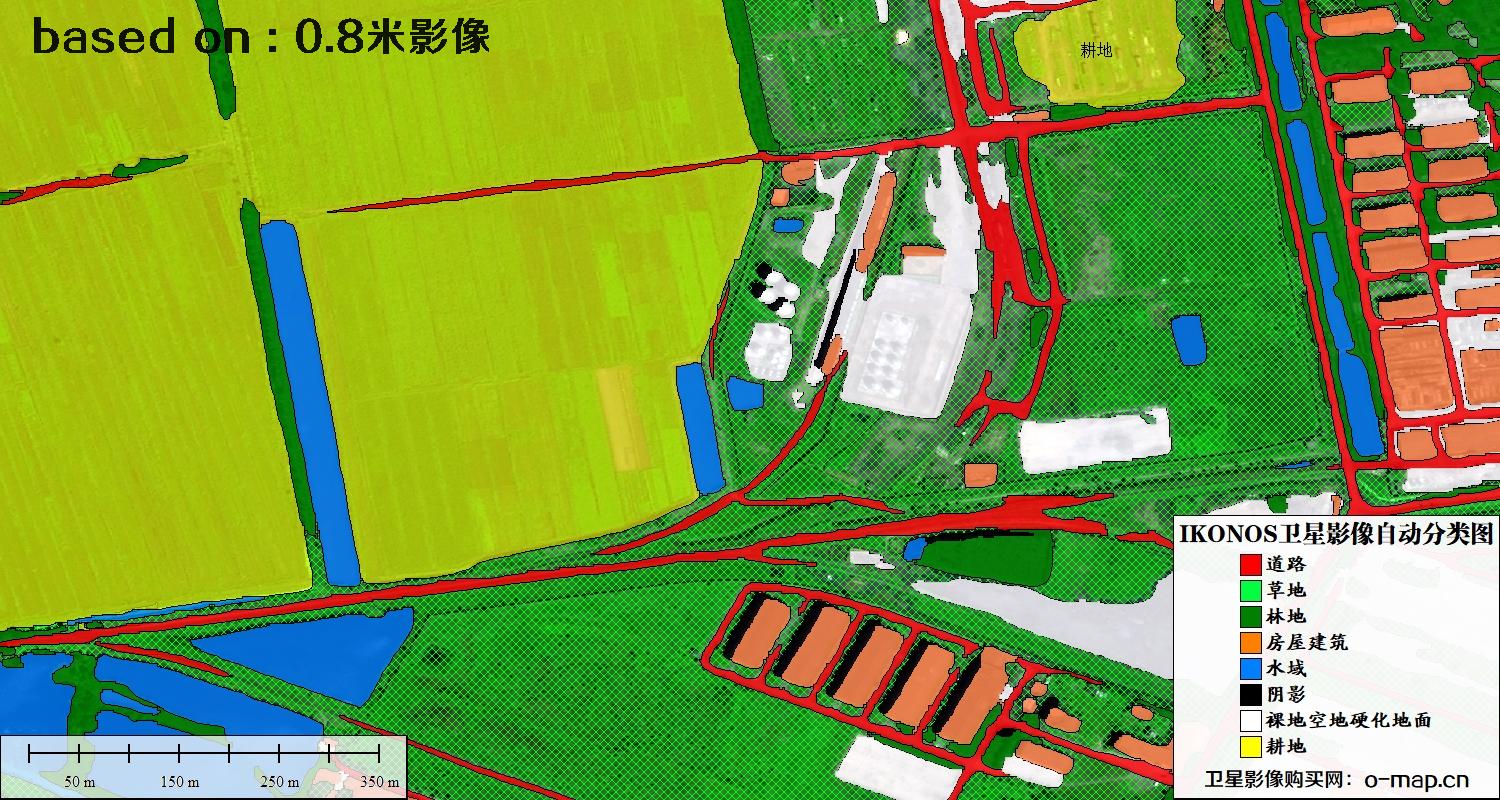 天津市0.8米IKONOS卫星影像自动分类图