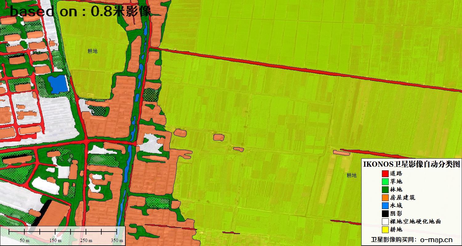 天津市0.8米IKONOS卫星影像自动分类图
