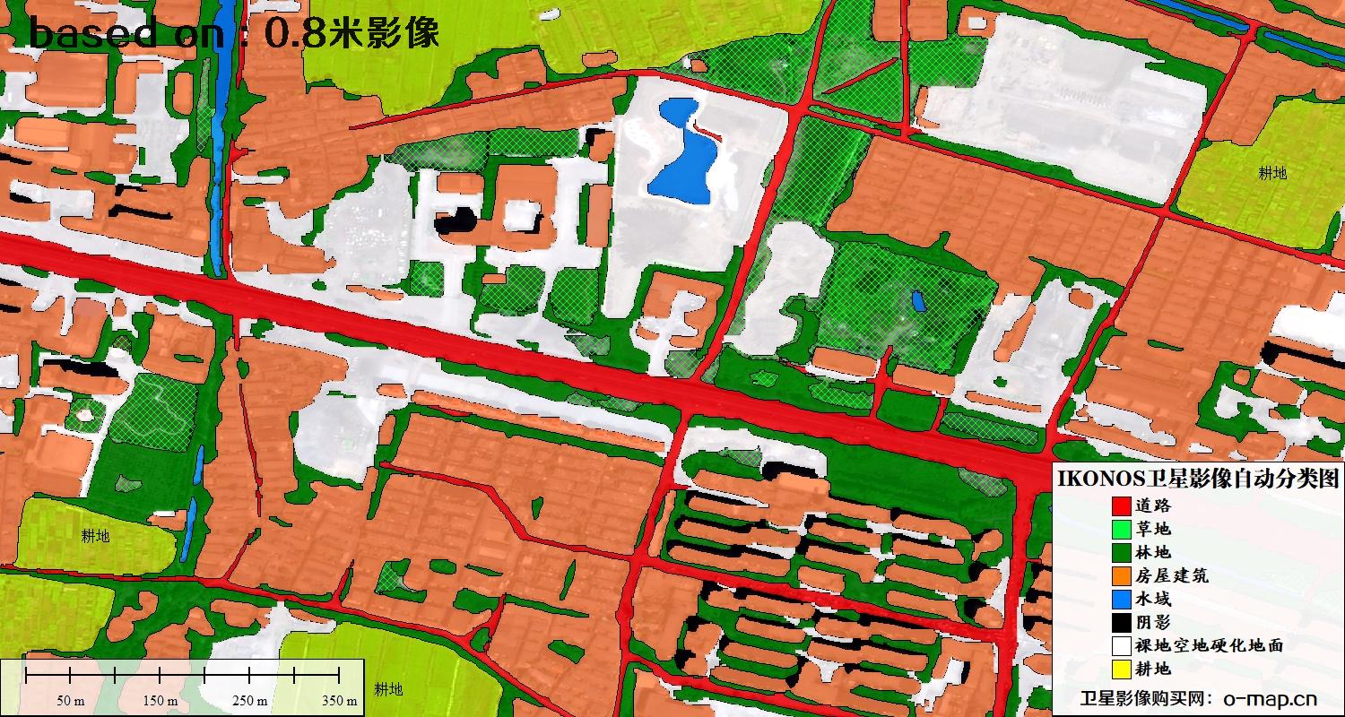 天津市0.8米IKONOS卫星影像自动分类图