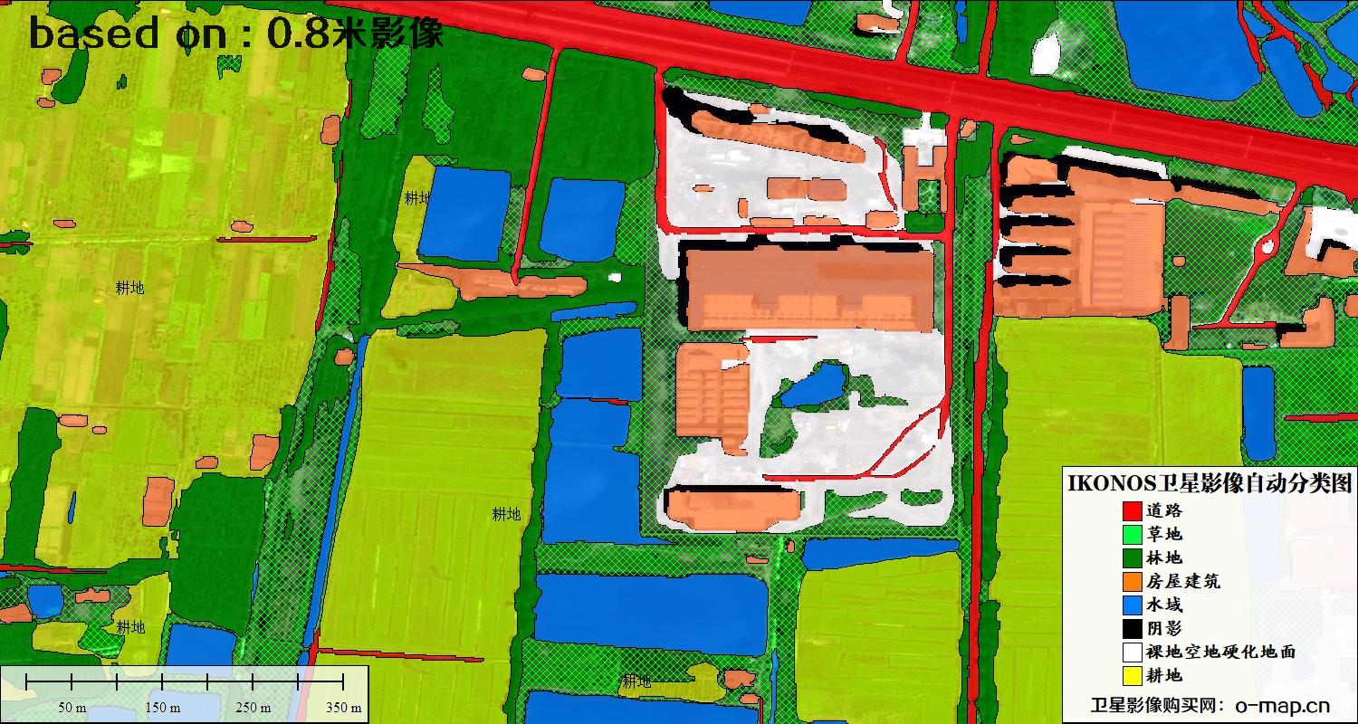 天津市0.8米IKONOS卫星影像自动分类图