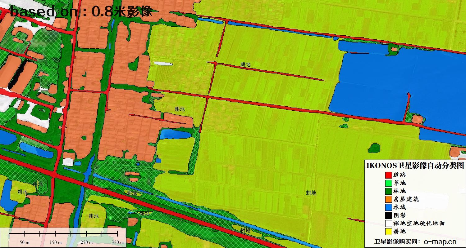天津市0.8米IKONOS卫星影像自动分类图